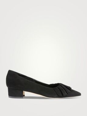 Manolo Blahnik Espan Black Suede Pointed Toe Pumps